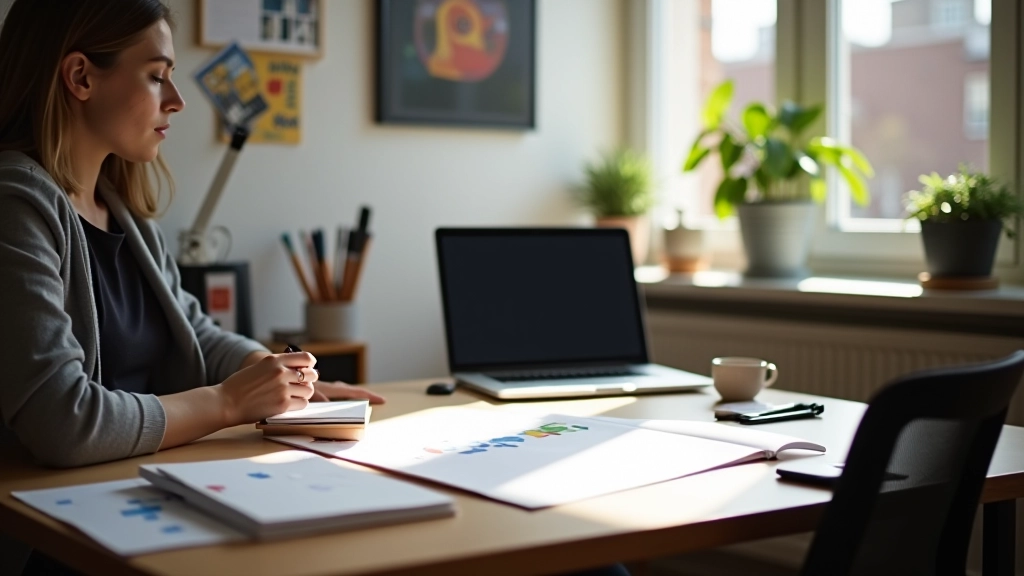 Espace de travail créatif bien organisé avec outils de design et espace protégé